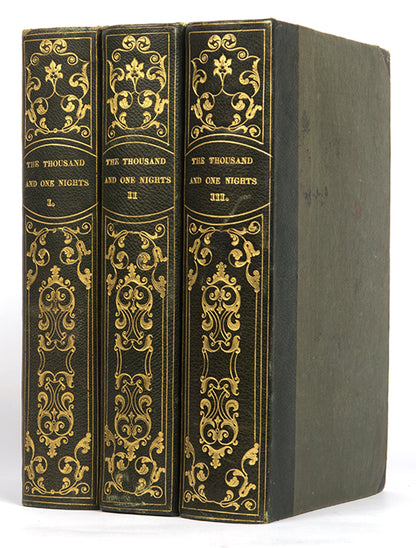 First edition and english translation of the Arabian Nights by Edward Lane, printed in London in 1839.