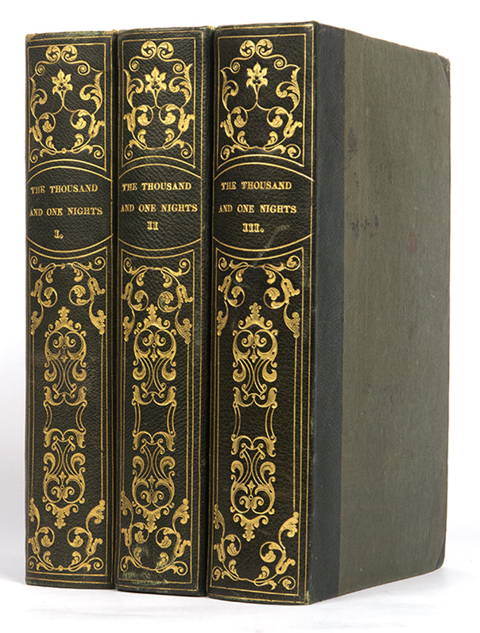 First edition and english translation of the Arabian Nights by Edward Lane, printed in London in 1839.