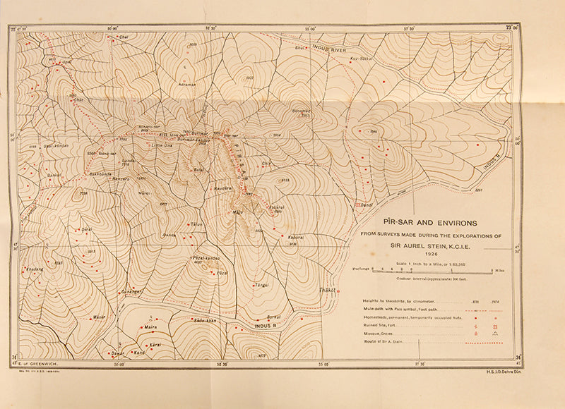 First edition of Aurel Stein's On Alexander's Track to the Indus, his passion project on the routes and battlefields of Alexander's campaign in the east.