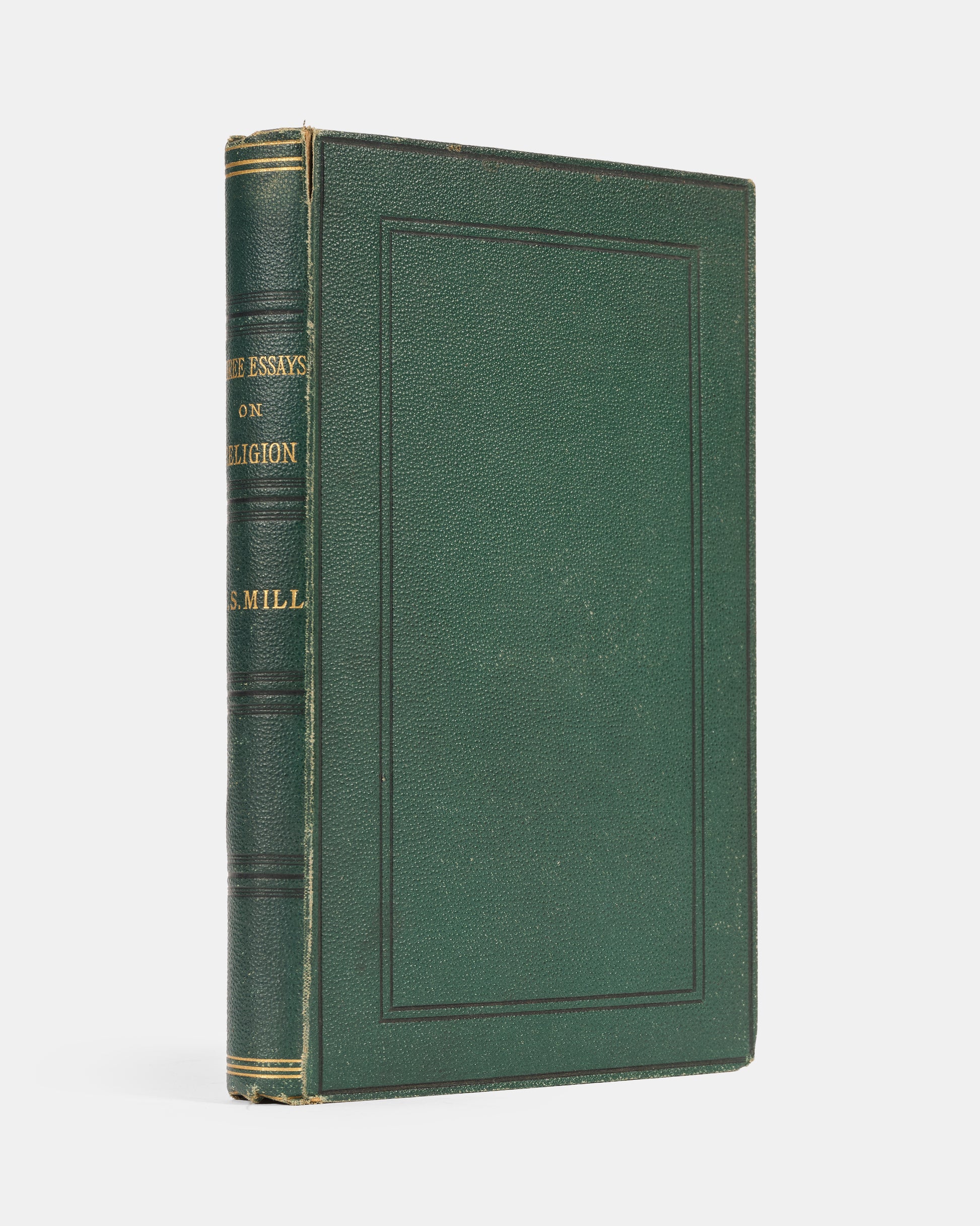 The first edition of this posthumously published collection of Three Essays on Religion by the English philosopher J.S. Mill