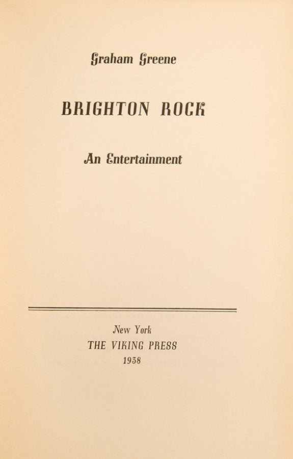 First edition of Brighton Rock by Graham Greene.