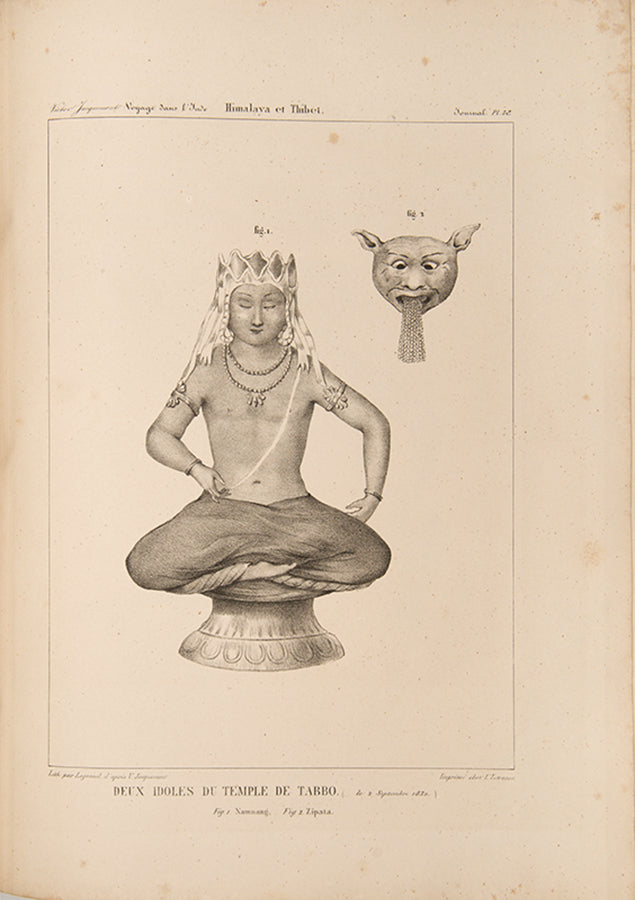 The complete first edition of Victor Jacquemont's scarce Voyage dans L'Inde, with 290 plates, of India, the Himalayas, Kashmir, Punjab, Tibet, and Delhi.