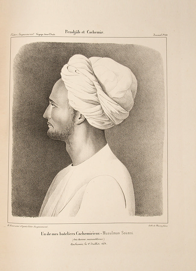 The complete first edition of Victor Jacquemont's scarce Voyage dans L'Inde, with 290 plates, of India, the Himalayas, Kashmir, Punjab, Tibet, and Delhi.