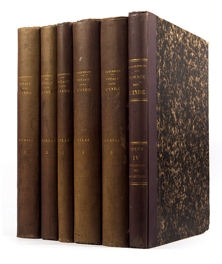 The complete first edition of Victor Jacquemont's scarce Voyage dans L'Inde, with 290 plates, of India, the Himalayas, Kashmir, Punjab, Tibet, and Delhi.