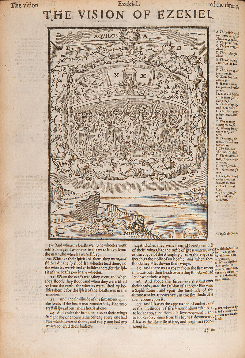 An intriguing quarto edition of the Geneva Bible, with a false imprint for 1599, printed in the Low Countries for use by English Puritans