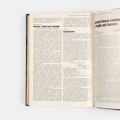 First edition of the first notice of coronaviruses in the scientific press, a short article in Nature reporting on their identification by June Almeida and David Tyrrell.