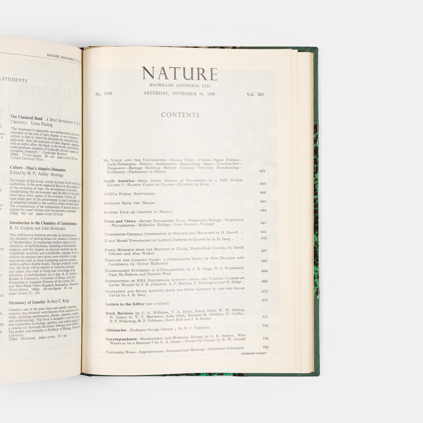 First edition of the first notice of coronaviruses in the scientific press, a short article in Nature reporting on their identification by June Almeida and David Tyrrell.