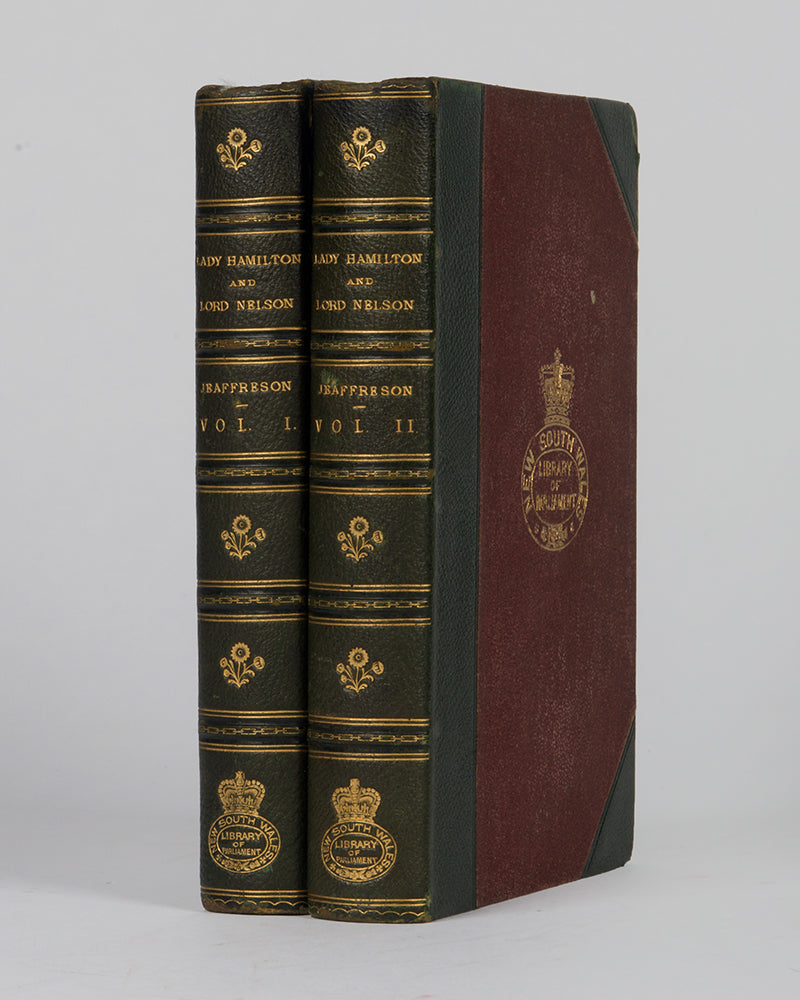 A very good first edition, two volume set of Lady Hamilton and Lord Nelson by John Cordy Jeaffreson. <br /><br />With excellent provenance from the New South Wales Library of Parliament.