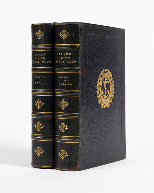A handsomely bound set of Drake and the Tudor Navy, with a history of the rise of England as a maritime power. 