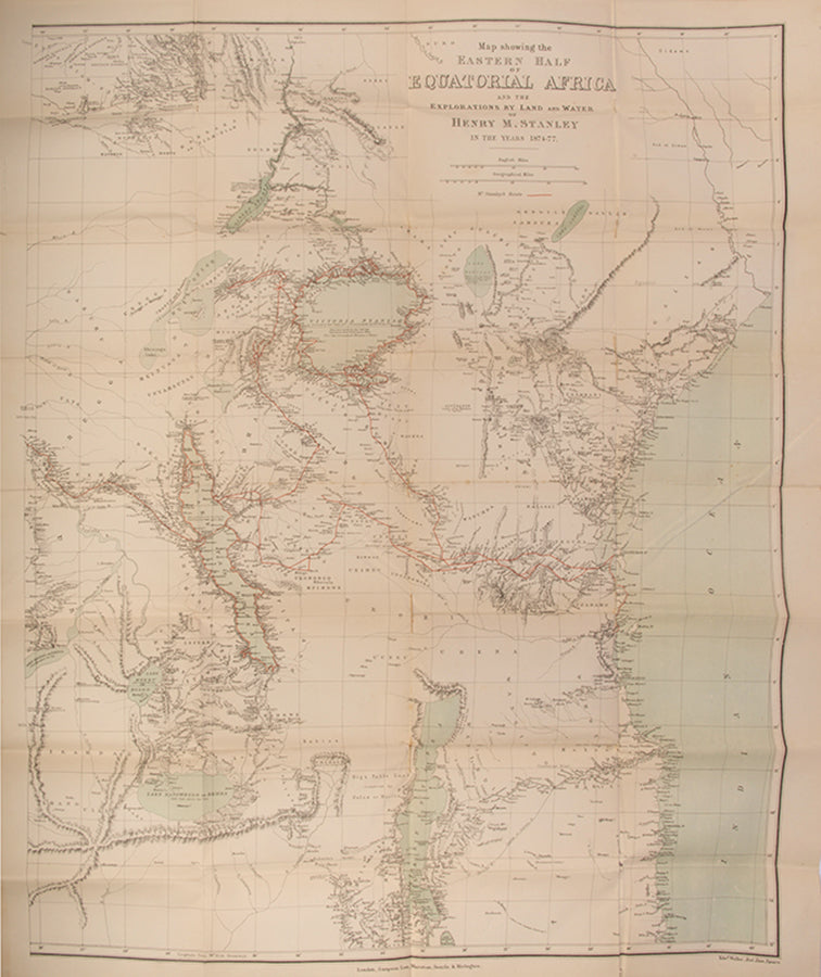 First edition of Through the Dark Continent by Stanley with a signed letter loosely inserted, dated within the three weeks that Stanley was back in London in 1887 planning the Emin-Pasha expedition.