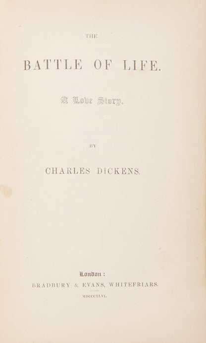 The Christmas Books by Charles Dickens, first editions including A Christmas CarolA first edition set of the Christmas Books by Charles Dickens, comprising; A Christmas Carol;The Chimes; The Battle of Life; The Cricket on the Hearth; The Haunted Man<br />