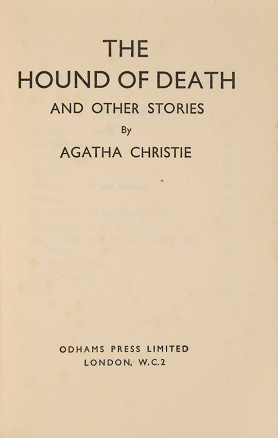 A first edition of collected stories by Agatha Christie, many of the stories involve a supernatural or paranormal element. In striking macabre dust-jacket
