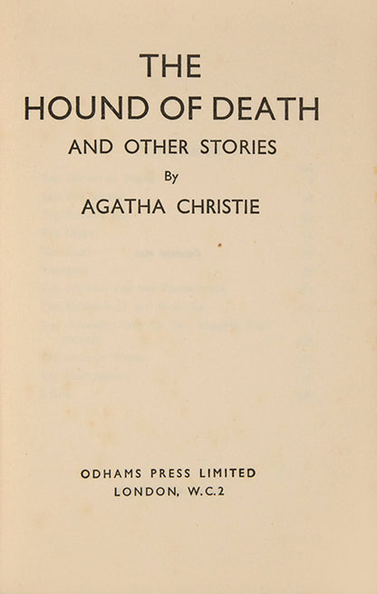 A first edition of collected stories by Agatha Christie, many of the stories involve a supernatural or paranormal element. In striking macabre dust-jacket