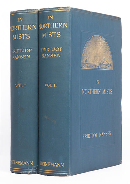 The first english edition of Nansen's In Northern Mists, with the superior gilt variant binding.