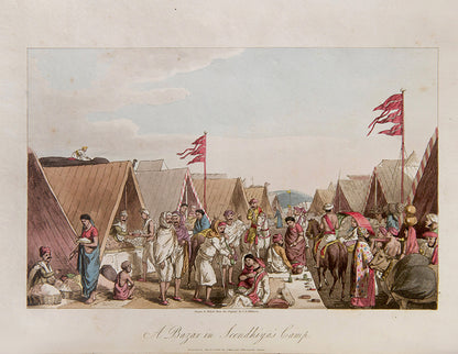 First edition of Letters written in a Mahratta camp during the year 1809 by Thomas Broughton, with ten hand-coloured aquatints of domestic indian scenes.