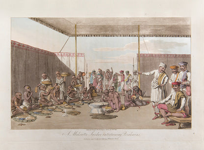 First edition of Letters written in a Mahratta camp during the year 1809 by Thomas Broughton, with ten hand-coloured aquatints of domestic indian scenes.