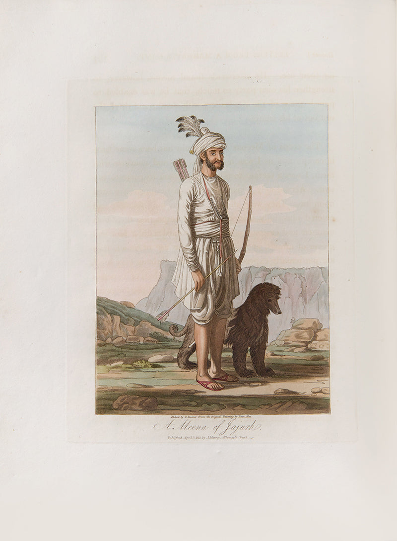 First edition of Letters written in a Mahratta camp during the year 1809 by Thomas Broughton, with ten hand-coloured aquatints of domestic indian scenes.