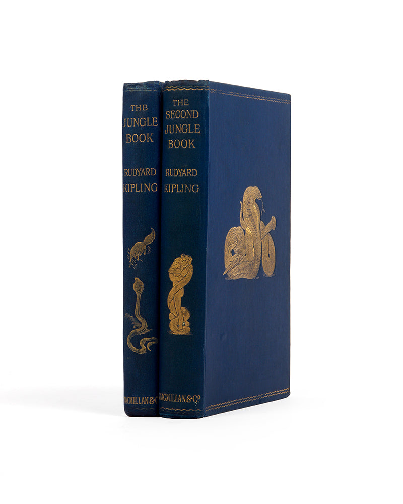 An attractive set of Kipling's. The Jungel Book and The Second Jungle Book, his best known collection of stories, famously made into a film; 2 volumes, both first editions