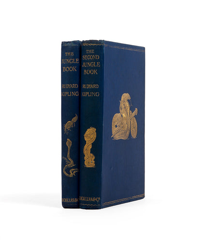 An attractive set of Kipling's. The Jungel Book and The Second Jungle Book, his best known collection of stories, famously made into a film; 2 volumes, both first editions