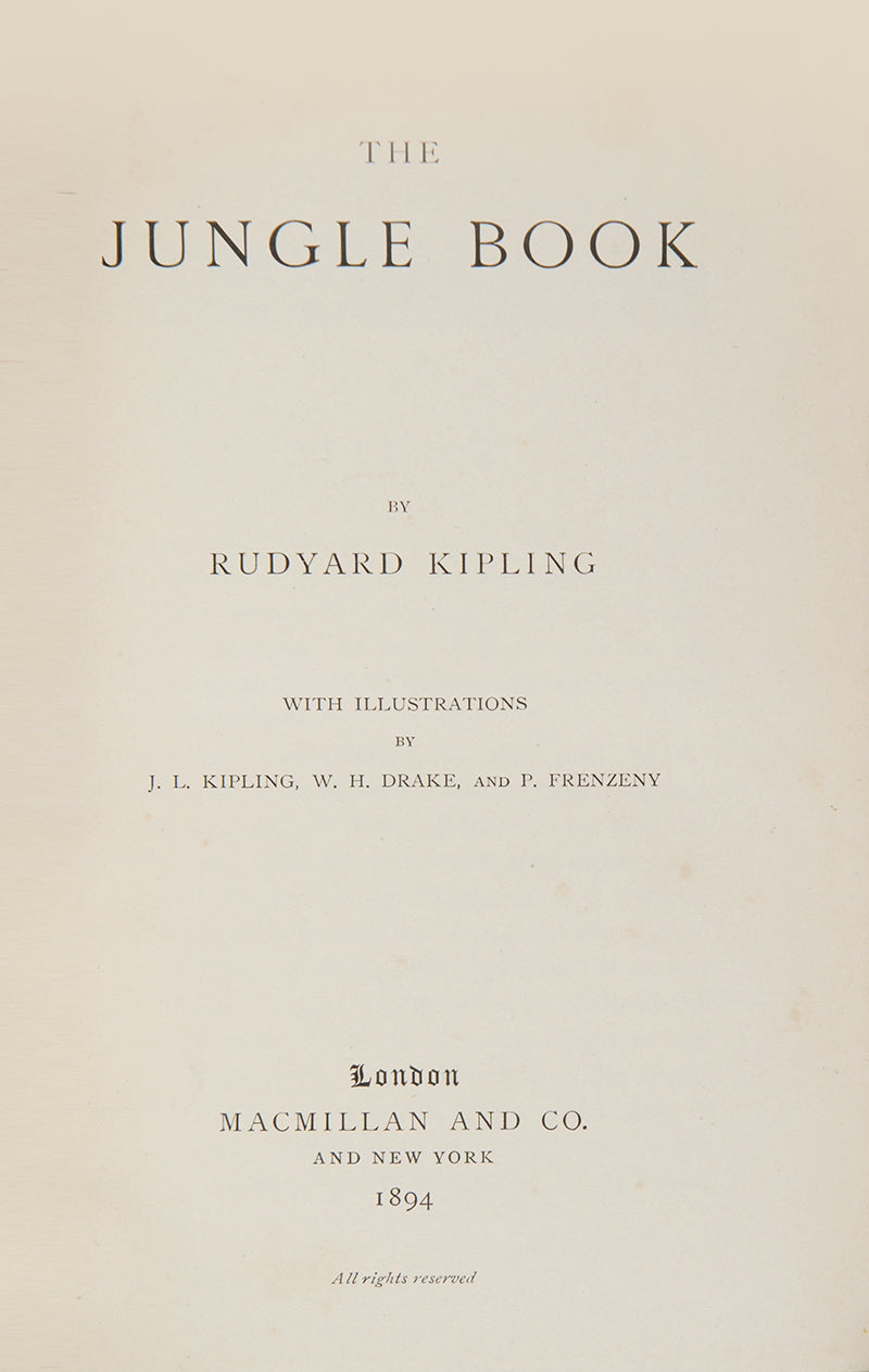 An attractive set of Kipling's. The Jungel Book and The Second Jungle Book, his best known collection of stories, famously made into a film; 2 volumes, both first editions