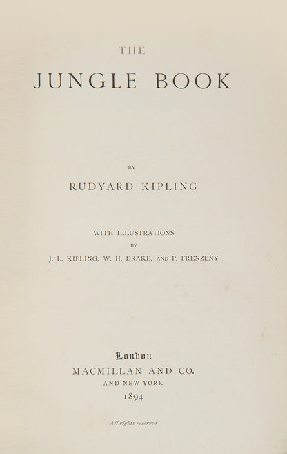 An attractive set of Kipling's. The Jungel Book and The Second Jungle Book, his best known collection of stories, famously made into a film; 2 volumes, both first editions