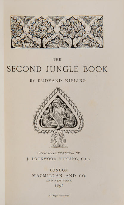 An attractive set of Kipling's. The Jungel Book and The Second Jungle Book, his best known collection of stories, famously made into a film; 2 volumes, both first editions