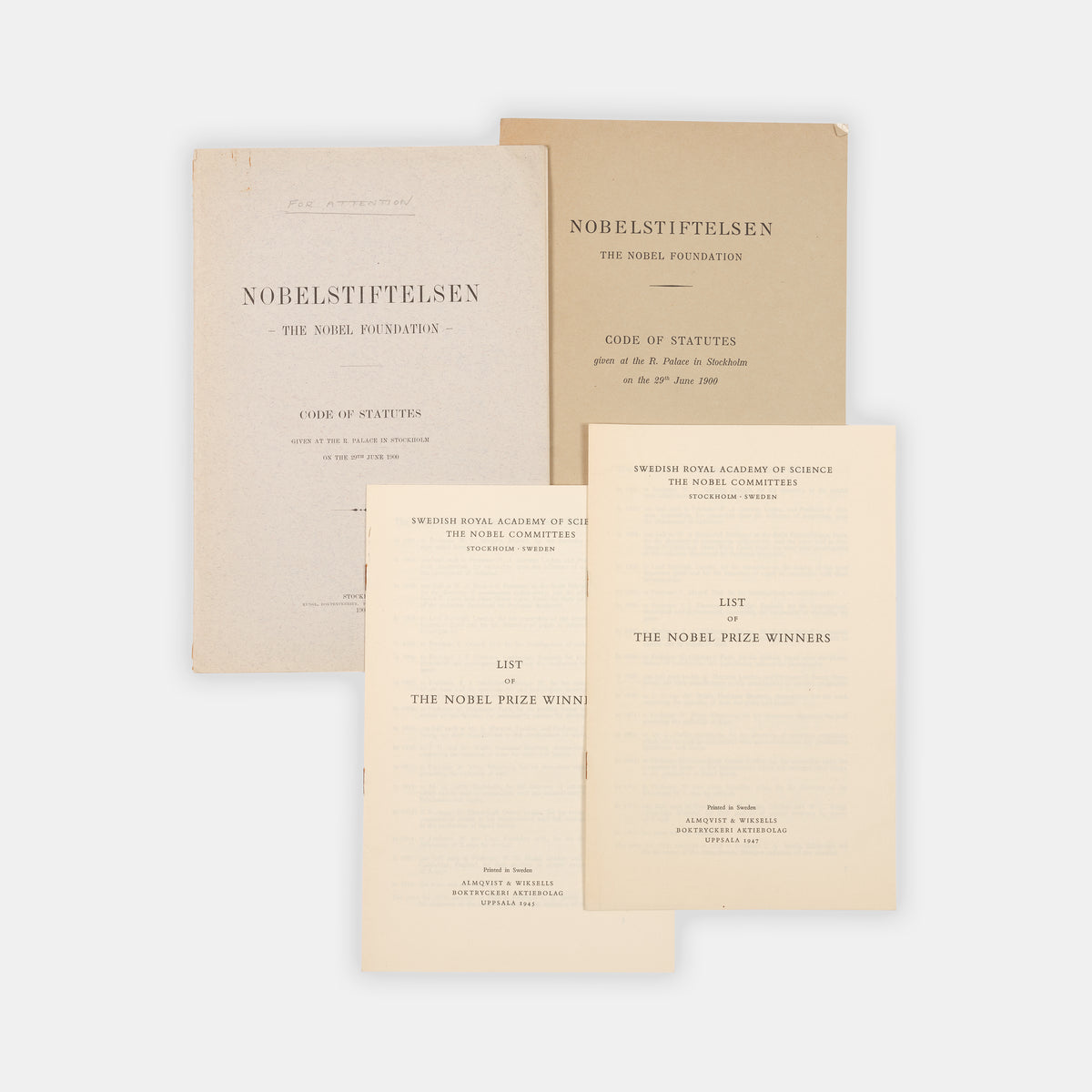 A set of letters and drafts of the nomination of Edward Appleton for the Nobel Prize in Physics, from the files of nominator Edward Neville da Costa Andrade, 1945.