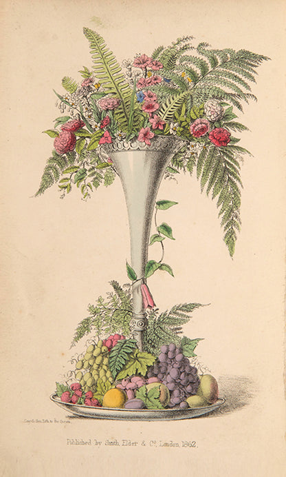 First and only edition of the uncommon Victorian book Flowers for Ornament and Decoration by Elizabeth Ann Maling, published in 1862.