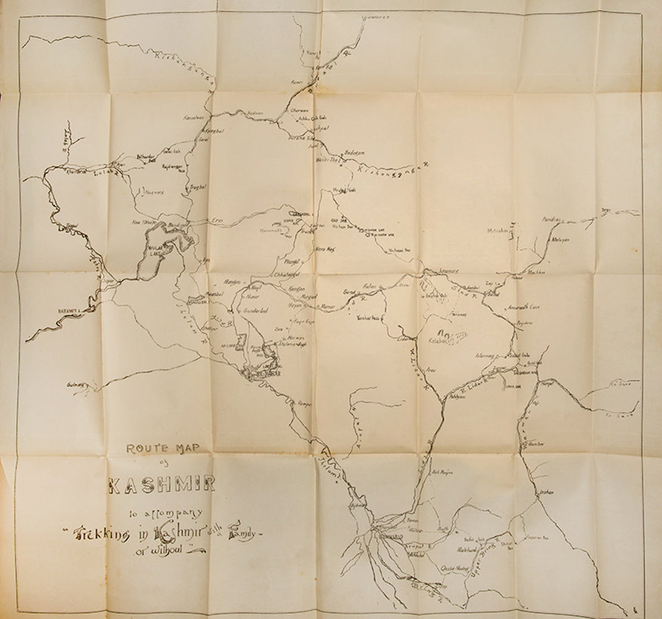 First edition of Barbara Earl's Trekking in Kashmir, with the scarce map which is often lacking.