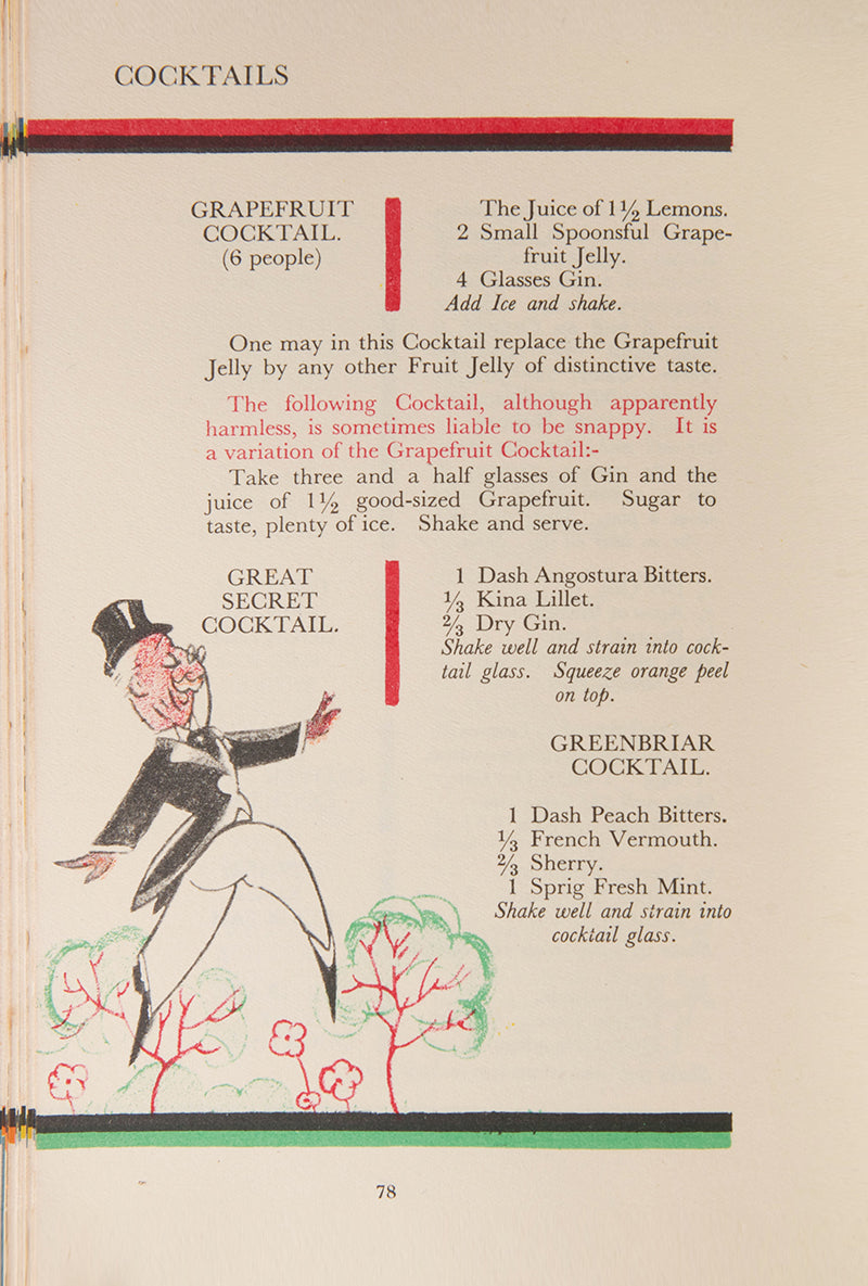 A very good copy of the first impression of The Savoy Cocktail Book by Harry Cradock, an Art Deco classic.