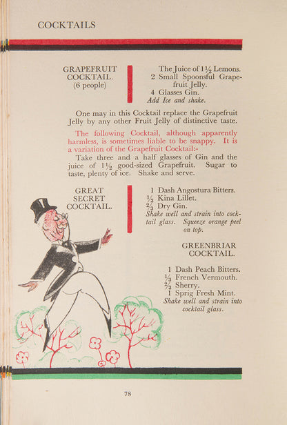 A very good copy of the first impression of The Savoy Cocktail Book by Harry Cradock, an Art Deco classic.