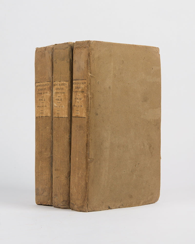 A handsome set of Montaigne's essays in English following the translation of Charles Cotton, in the publisher's original boards