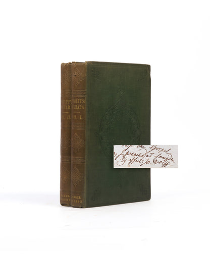 The rare first edition of Joseph Wolff's Narrative of a Mission to Bokhara, with a tipped in signature to pastdown.