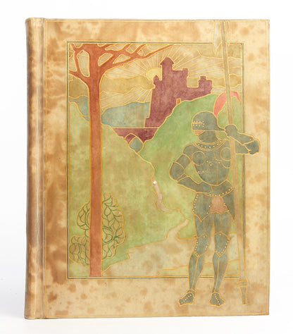 One of 56 copies of The book of Thenseygnementes, bound by Cedric Chivers, with illustratioins by Garth Jones, in  original  hand-painted vellucant vellum 1902