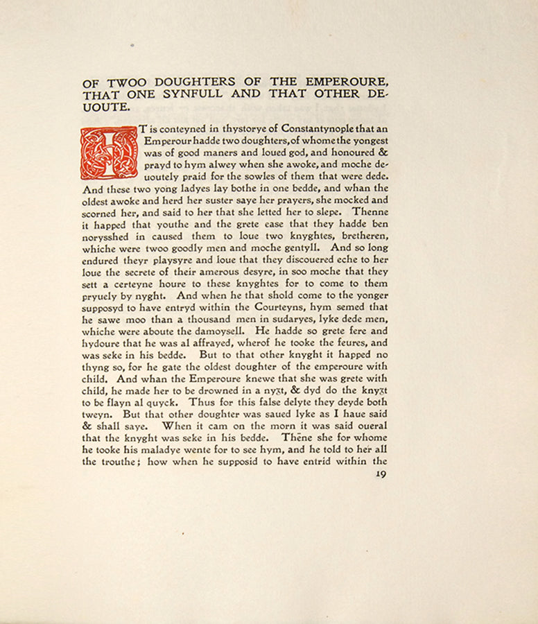 One of 56 copies of The book of Thenseygnementes, bound by Cedric Chivers, with illustratioins by Garth Jones, in  original  hand-painted vellucant vellum 1902