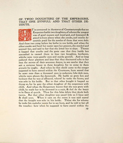 One of 56 copies of The book of Thenseygnementes, bound by Cedric Chivers, with illustratioins by Garth Jones, in  original  hand-painted vellucant vellum 1902