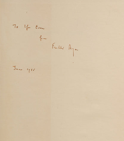 A rare association copy of this collection of Philosohpical Essays by A.J. Ayer, inscribed by him to Sir Ifor Evans