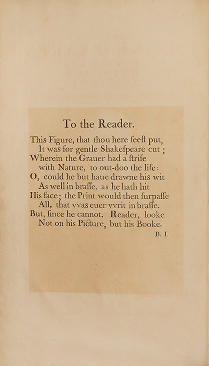 The first facsimile edition of the first folio containing the Comedes, Histories, & Tragedies of William Shakespeare
