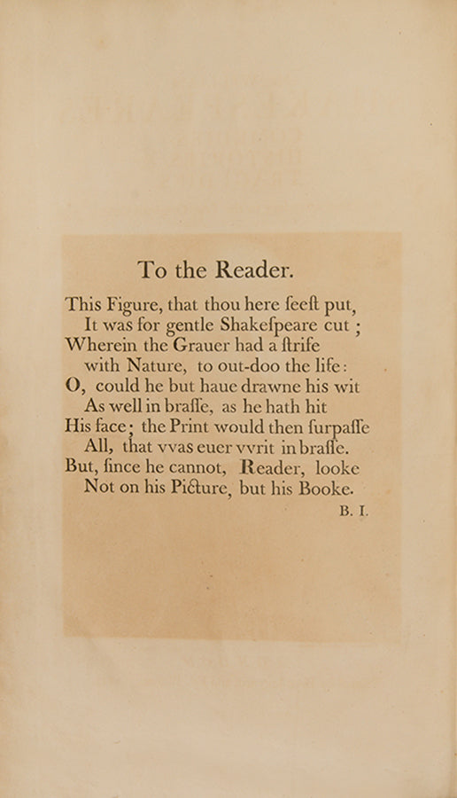 The first facsimile edition of the first folio containing the Comedes, Histories, & Tragedies of William Shakespeare