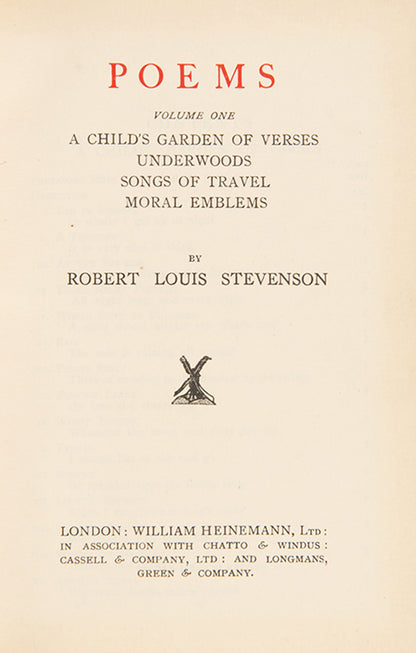 A sweet copy of the poems of Robert Louis Stevenson