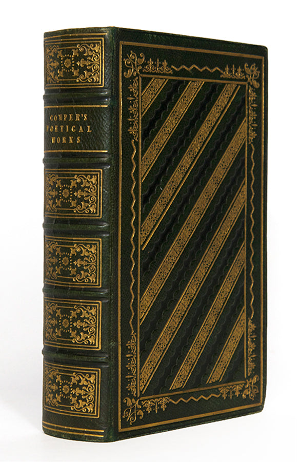 The poetical works of William Cowper in a striking contemporary green morocco binding