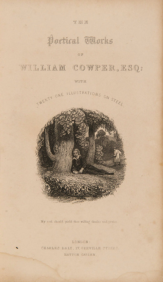 The poetical works of William Cowper in a striking contemporary green morocco binding