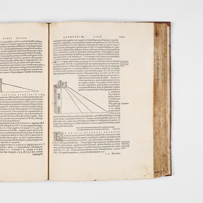 First collected edition of mathematician Oronce Finé's Protomathesis, a beautifully illustrated publication encompassing arithmetic, geometry, cosmography, and sundials.