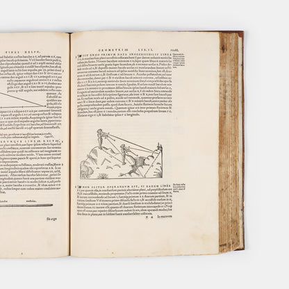 First collected edition of mathematician Oronce Finé's Protomathesis, a beautifully illustrated publication encompassing arithmetic, geometry, cosmography, and sundials.