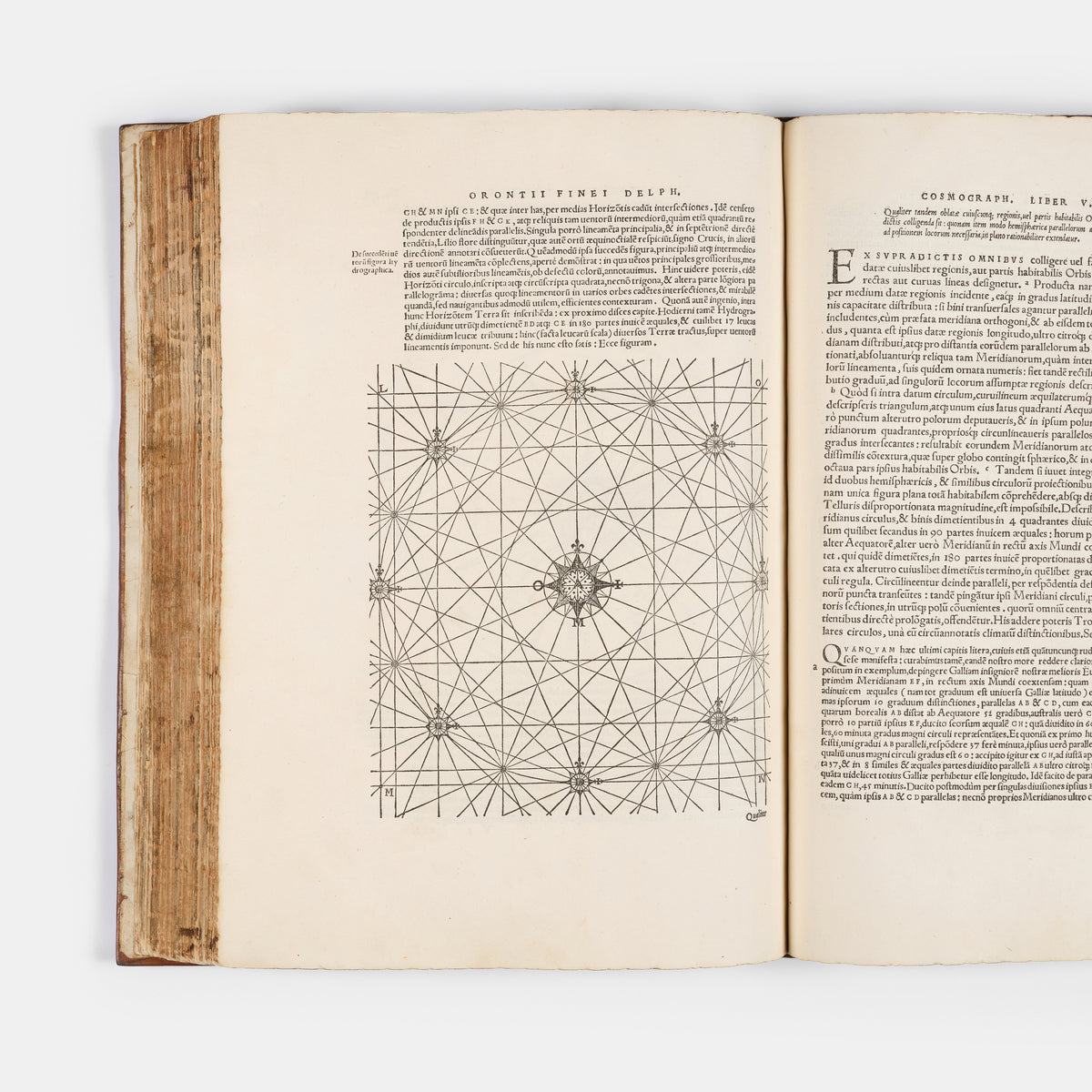 First collected edition of mathematician Oronce Finé's Protomathesis, a beautifully illustrated publication encompassing arithmetic, geometry, cosmography, and sundials.