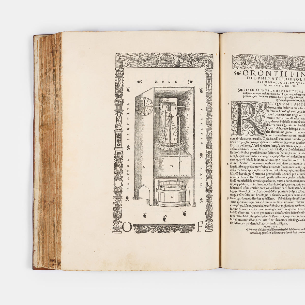 First collected edition of mathematician Oronce Finé's Protomathesis, a beautifully illustrated publication encompassing arithmetic, geometry, cosmography, and sundials.