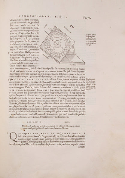 First collected edition of mathematician Oronce Finé's Protomathesis, a beautifully illustrated publication encompassing arithmetic, geometry, cosmography, and sundials.