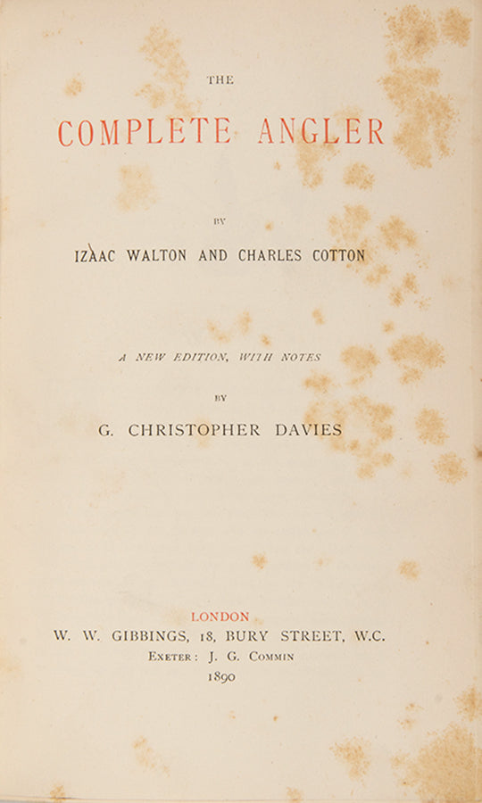 A charming example of Izaac Walton's The Complete Angler is contemporary half vellum gilt