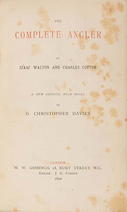 A charming example of Izaac Walton's The Complete Angler is contemporary half vellum gilt