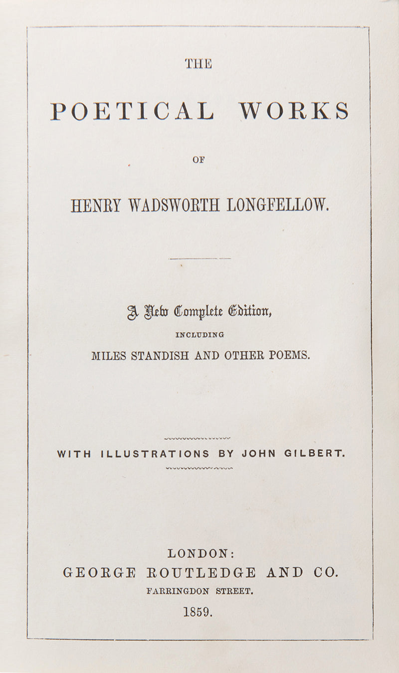 New complete edition of poetical works by Longfellow, small 8vo, finely bound and tooled in gilt